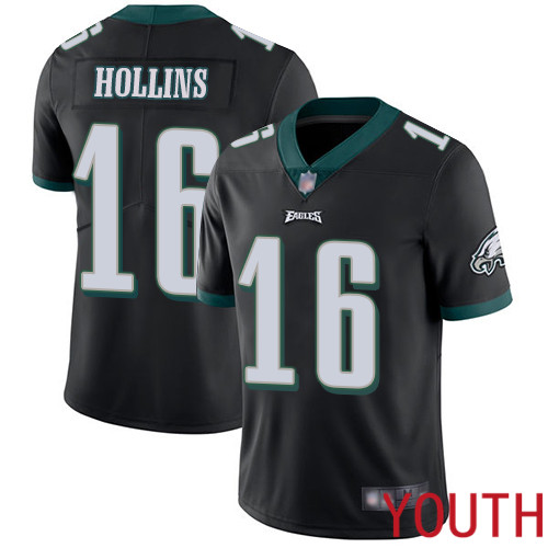 Youth Philadelphia Eagles #16 Mack Hollins Black Alternate Vapor Untouchable NFL Jersey Limited Player Football->youth nfl jersey->Youth Jersey